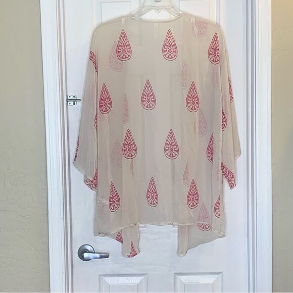 Emerald Boho Tunic Shawl Open Front Sheer Coverup Top Size Medium - Picture 8 of 8